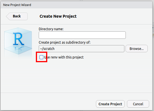 Rproject renv default
